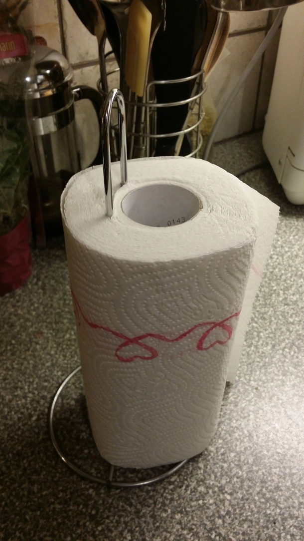 My GF changed the paper towel and didnt understand why i found it funny