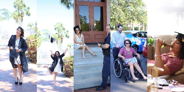 My girlfriend broke her foot  minutes in to her graduation photo shoot