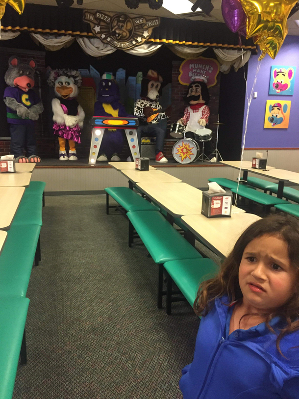 My girlfriends niece went to Chuck E Cheese for the first time