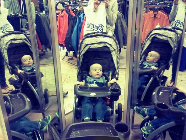 My Godsons first experience with a -way mirror x-post raww