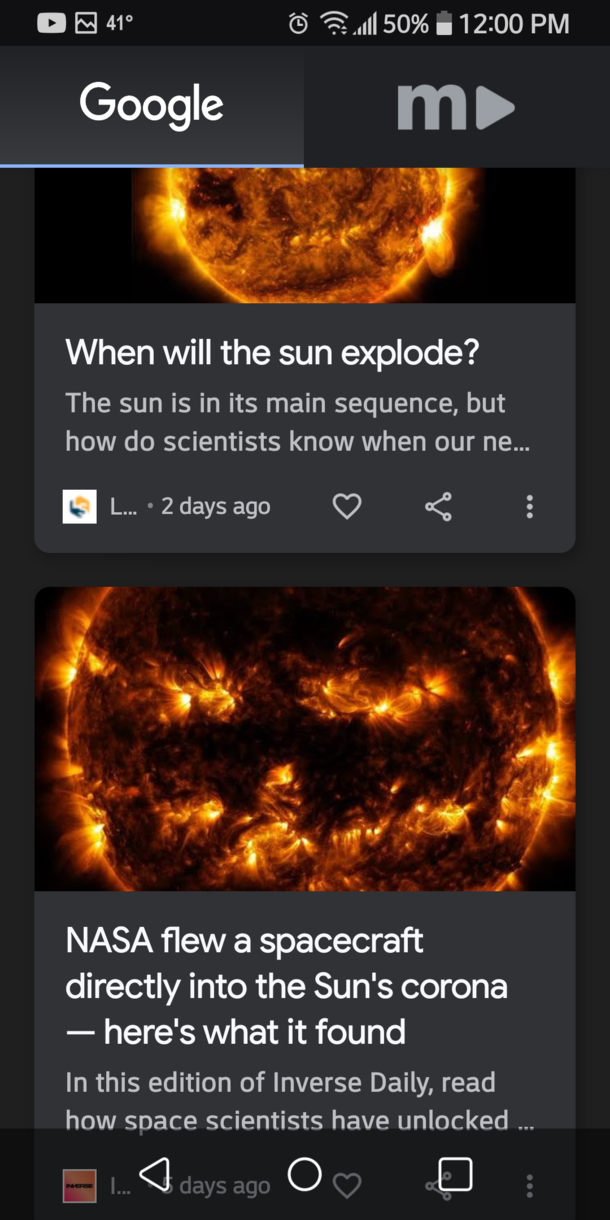 My Google newsfeed today