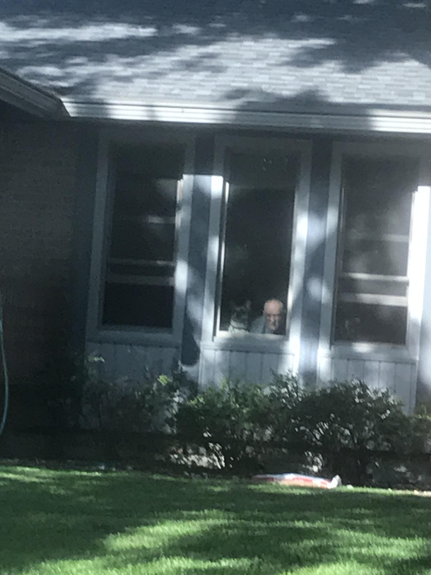 My grandpa when we pulled into his driveway