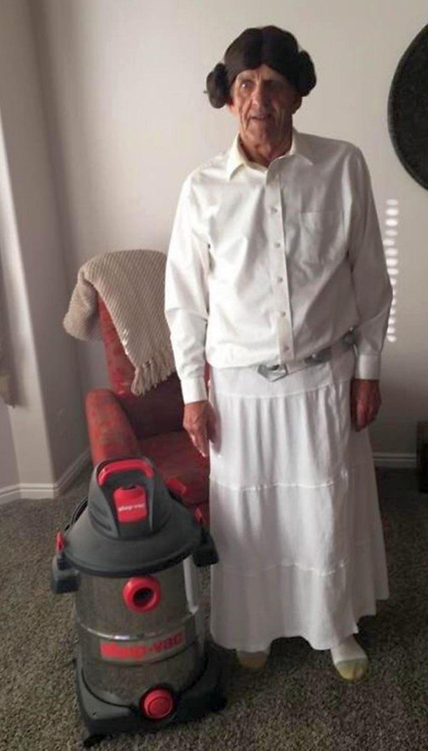 My grandpas cosplay of Princess Leia