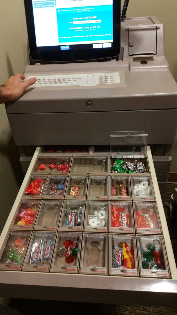 My hospital pharmacy is training the nurses on the new drug dispensing machine