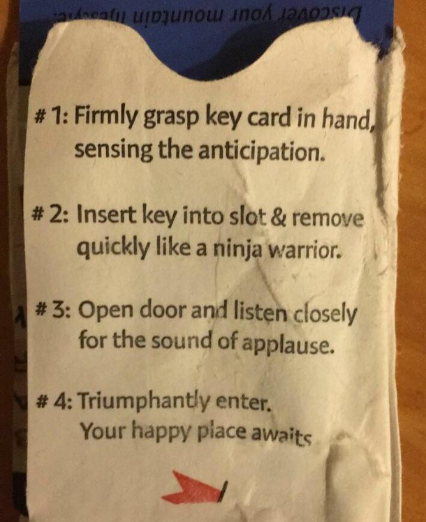 My hotel key instructions
