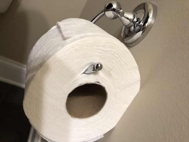 My husband always forgets to put a new roll of toilet paper on Today he didnt forget