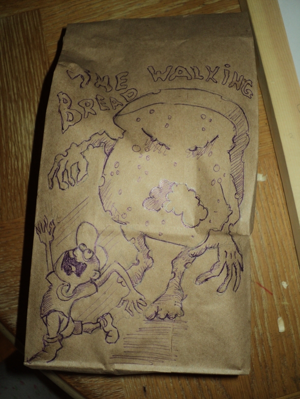 My husband drew this on my sons lunch bag - Walking Dead fans