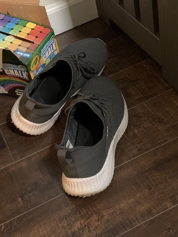 My husbands shoes singing a duet