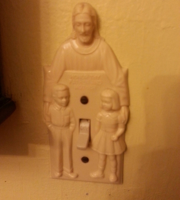 My in laws cant figure out why I always laugh at their jesus light switch covers