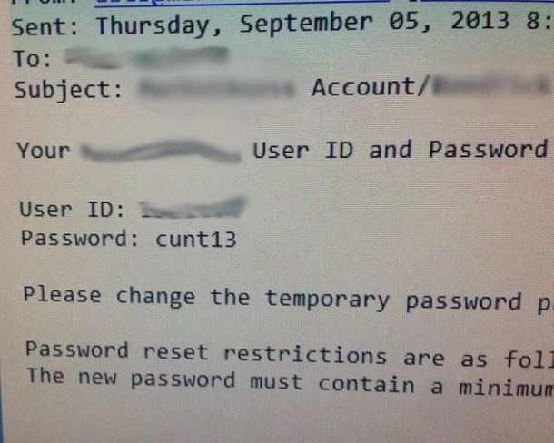 My IT friends password generator that picks any  letters at random managed to send this to a female client