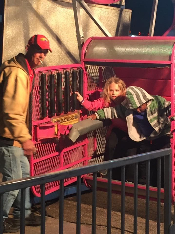 My kids wanted to stop at a parking lot carnival and ride The Zipper