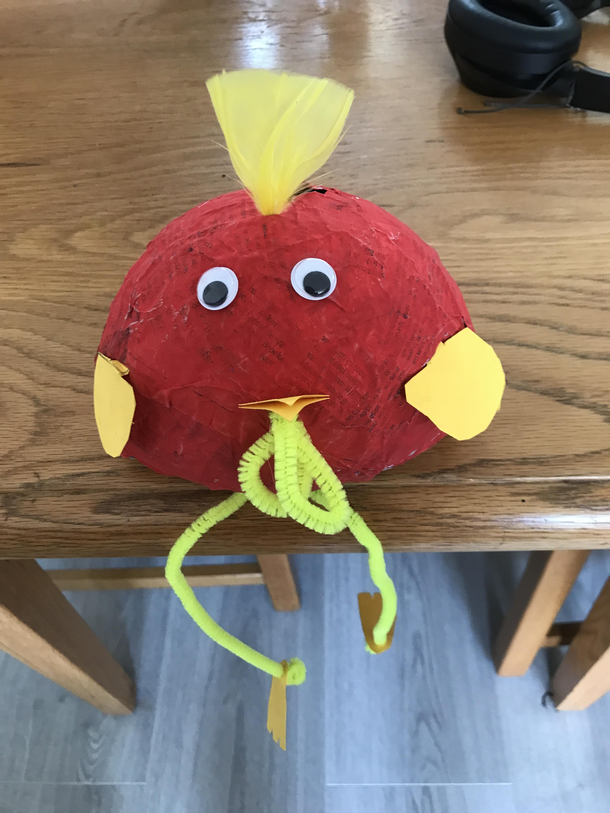 My little brother made a chicken at school