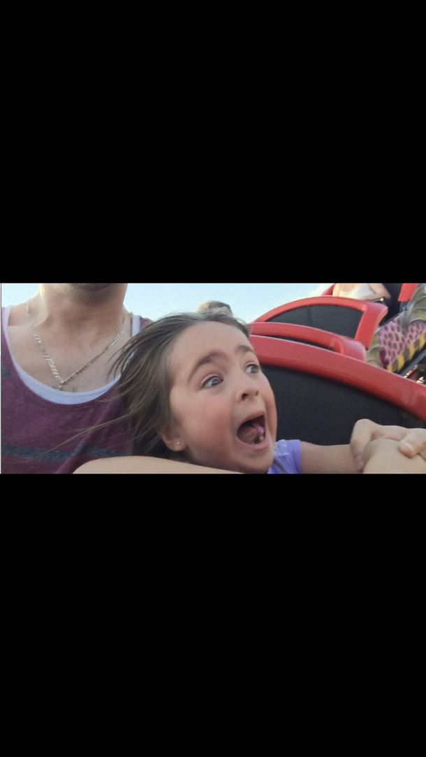 My little girls first roller coaster She didnt go for a second round and swore to never go again Maybe someday