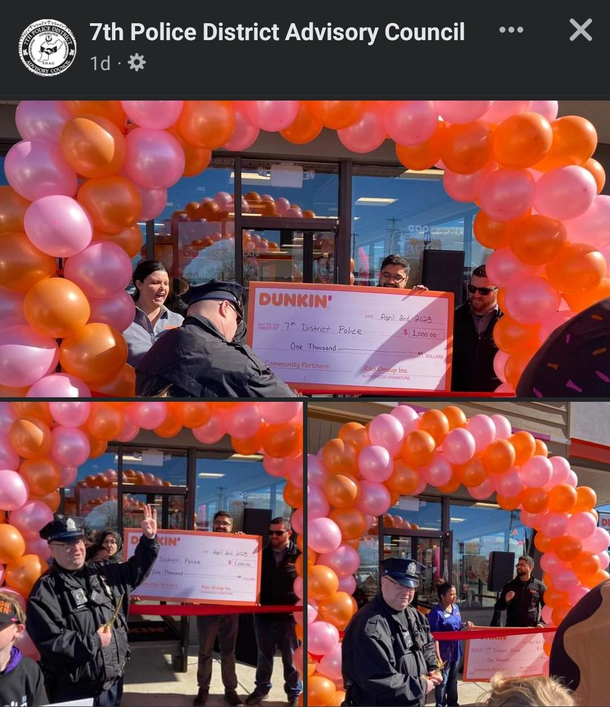 My local Dunkin decided to give the police some donuts money