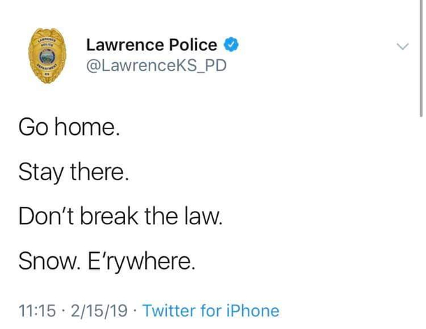 My local Police Depts social media guy deserves a raise Lawrence KS