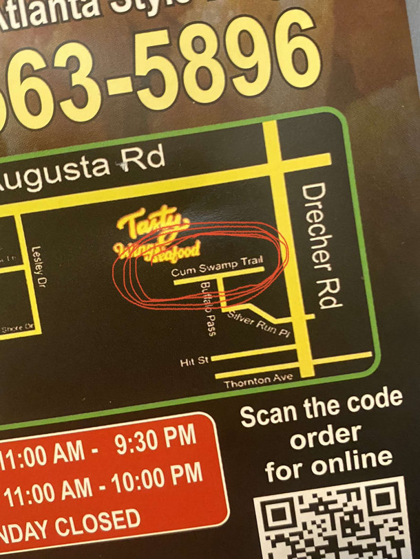 My local restaurant has an odd street name on its menu