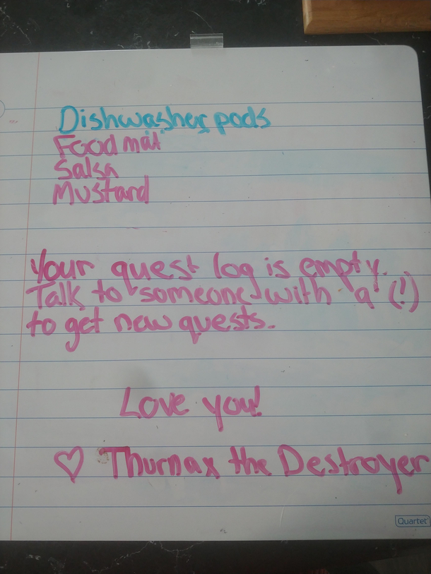 My lovely girlfriend has been leaving Todo lists for me before she goes to work This is what I woke up to She is a keeper for sure