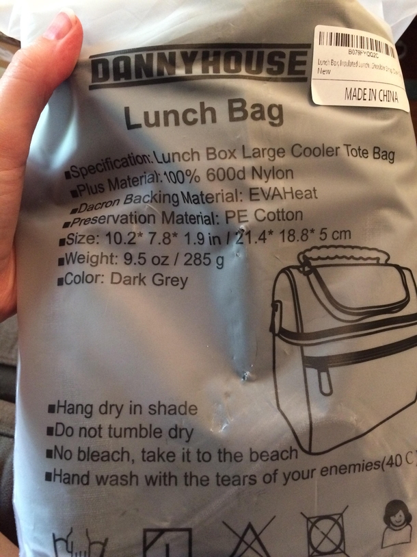 My lunch bag directions are funny