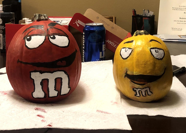 My MampM pumpkin attempt vs my friends