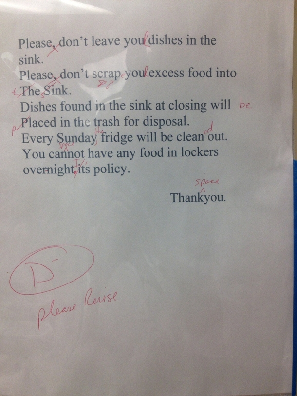 My manager posted a note in the break-room My coworkers took action