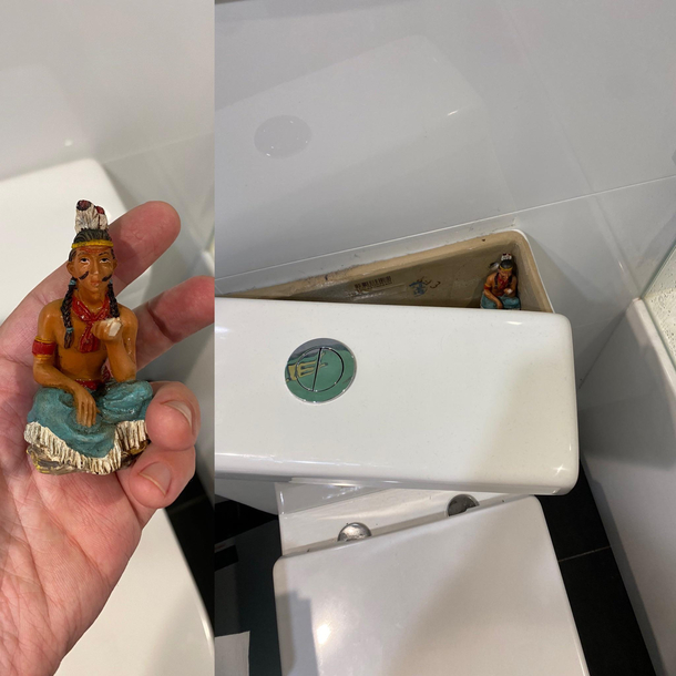 My mate and I have been hiding this Indian statue in each others houses for over  years I dont remember how the game started but this is his latest hiding spot