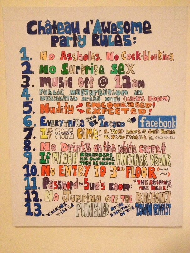 My mates new shared house rules