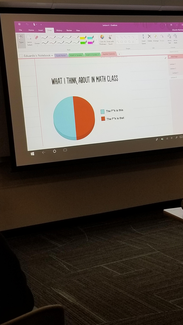 My math professors lecture today included this