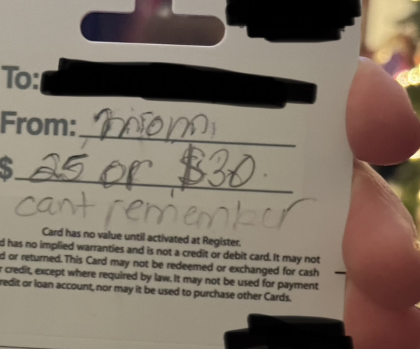 My MIL got us a gift card