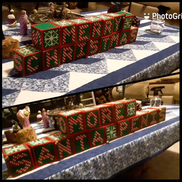 My mom got fed up and said shed cancel Christmas if she finds the blocks rearranged to spell anything thats not holiday themed