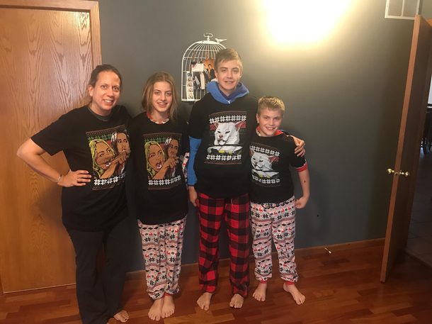 My mom got us perfect shirts for Christmas