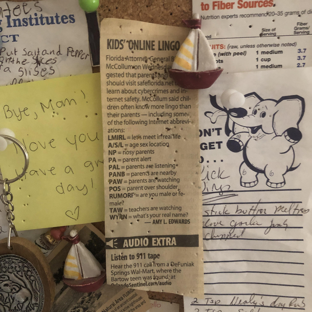 My mom has had this newspaper clipping pinned to the cork board in her kitchen since I was  I am now 