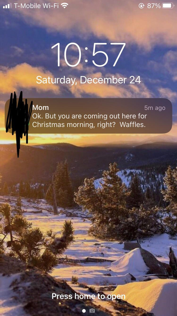 My mom made a very compelling argument for coming over this morning