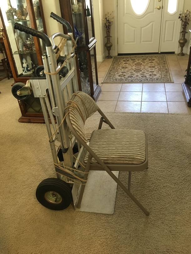 My mom needed a wheelchair so my dad improvised