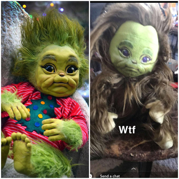 My mom ordered my sister a realistic baby grinch for Xmas