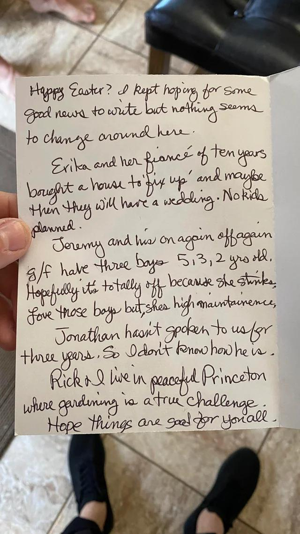 My mom received this Christmas card in the mail from an old friend