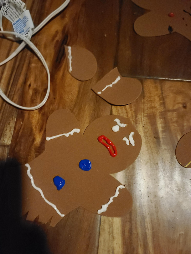 My mom wanted me to help decorate her house with some handmade gingerbread cutouts I said since its so early on one condition