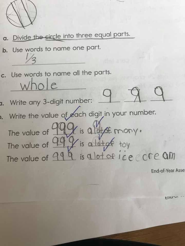 My Moms second grade students math assessment