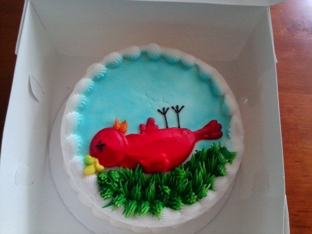 My mother finally got rid of the woodpecker putting holes in her home so I showed up with a celebratory cake