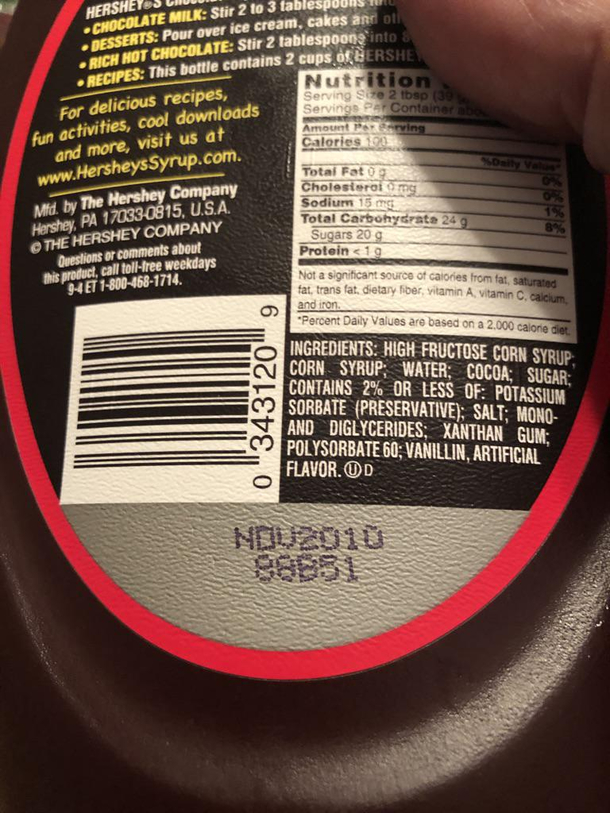 My mother-in-law is notorious for keeping expired cupboard items She broke out this chocolate syrup at a family gathering last night