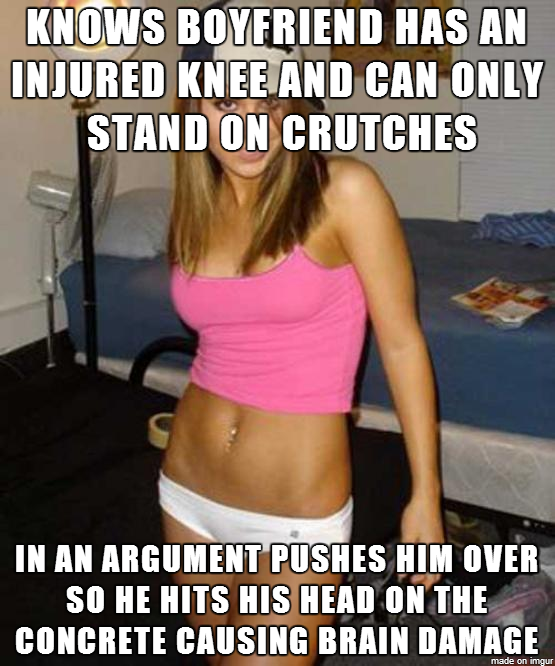 My mothers friend tore something in his knee and couldnt walk this was the girl he was with at the time She got arrested