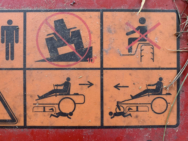 My mower has a diagram for mowing down small children