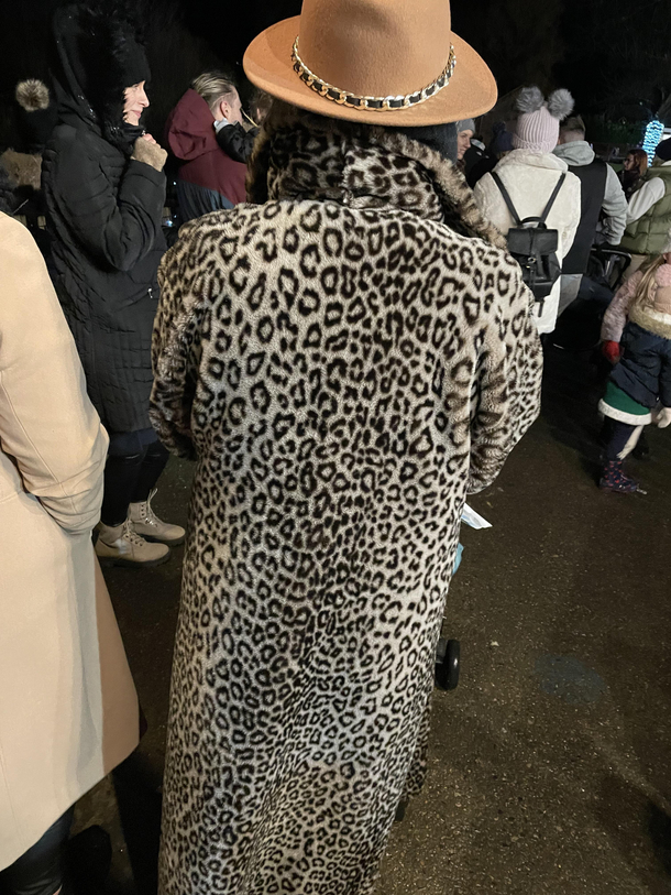 My mum dressed like a pimp at Christmas adventure