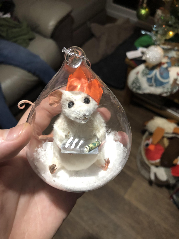 My mum thought it was holding a present it was lines of coke