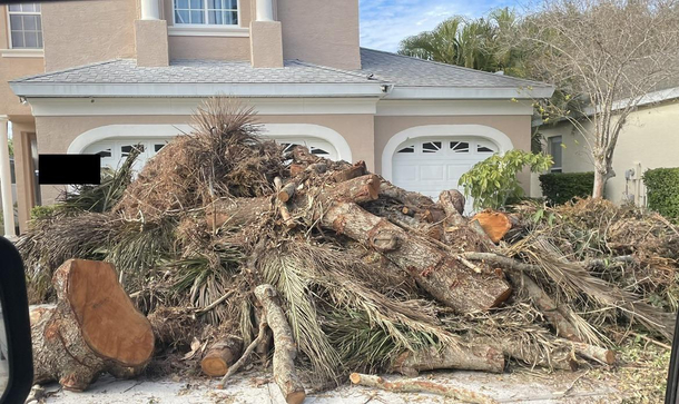 My neighbor allegedly refused to pay the guy who cleared his back yard Hell be coming home to this gift left in his driveway