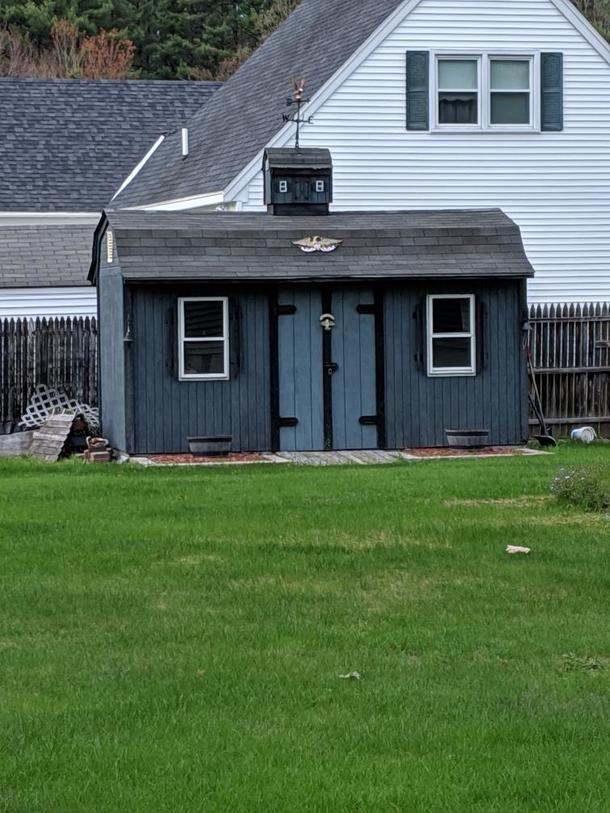 My neighbor made a mini version of their shed to put on top of their shed