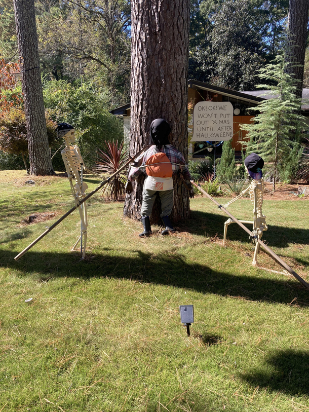 My neighbors Skeletons out here fighting the good fight