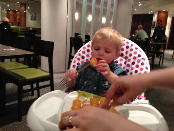 My nephew hasnt quite got the hang of forks yet