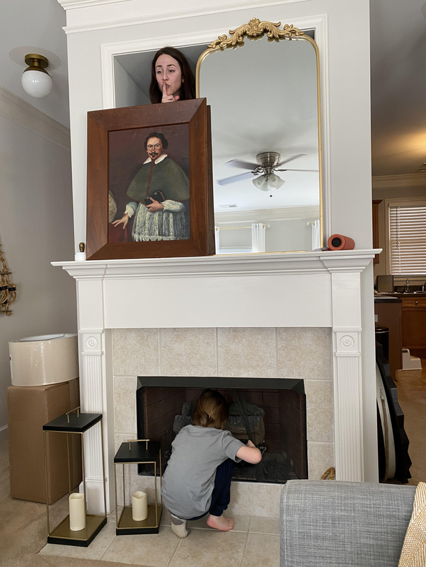 My nephew playing hide and seek
