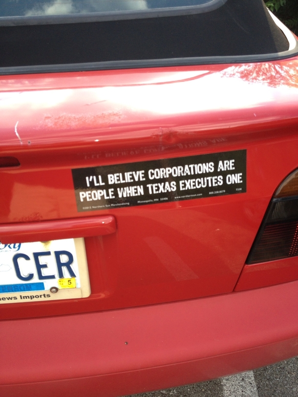My new favorite bumper sticker