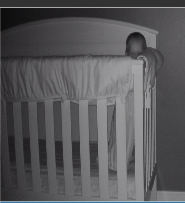 My niece fell asleep in her crib standing up